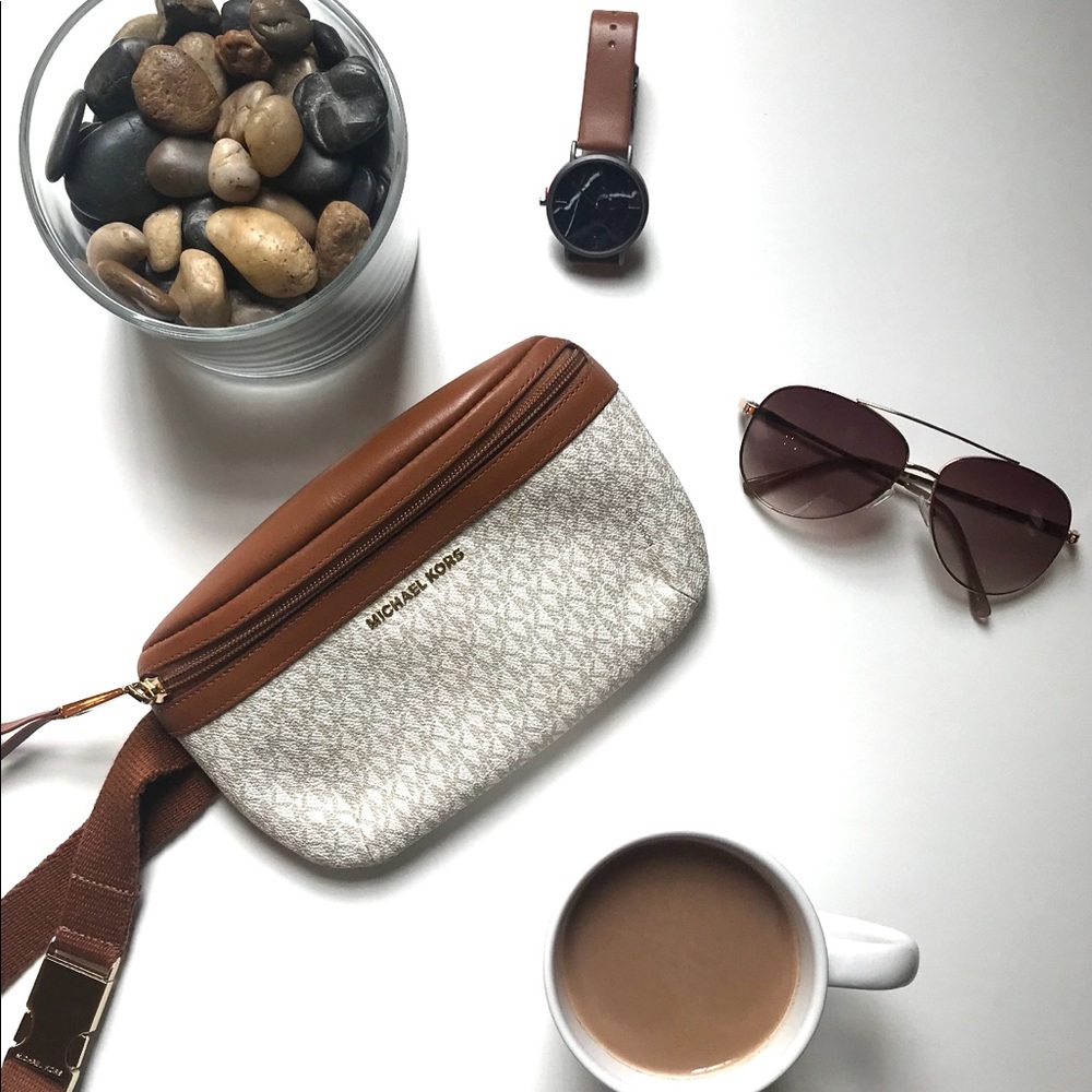 Brown logo Michael Kors belt bag
